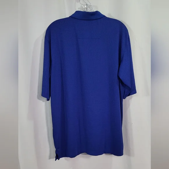 Antigua Men's Cobalt Blue Logo Windowpane 3 Button Polo Shirt Size Medium EUC - Picture 5 of 6